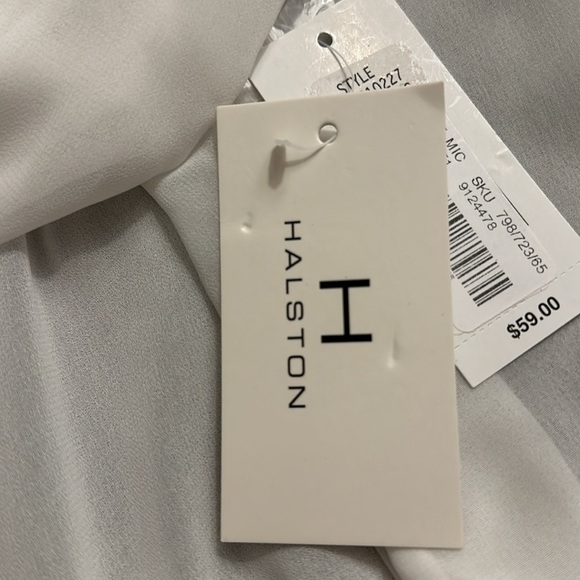 Halston Semi-Sheer White Drape Blouse — Size L/G - NWT - Picture 15 of 15